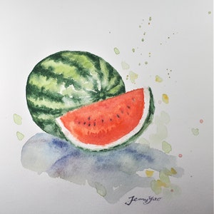 Original Watercolor painting, Watermelon, 10x8&quot;, 19112116