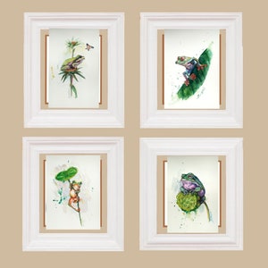 Wall Art Watercolor Painting, Printing Frog Set, Many sizes, 2006027
