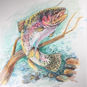 Printing of Sold Original painting, Salmon Fish, 3 sizes , 2101130