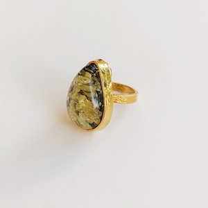 Green Baltic Amber Ring 10.8g