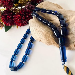 Blue Amber Prayer Beads, Natural Amber Islamic Rosary
