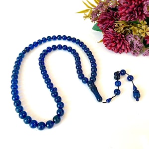 Blue Amber Muslim 66 Beads, Islamic Prayer Beads, Blue Amber Tesbih