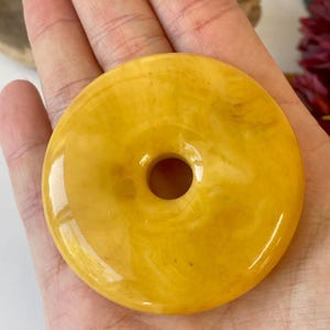 Unique Baltic Amber Pendant, Butterscotch Donut, Yellow amber