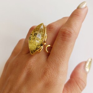 Green White Baltic Amber Ring