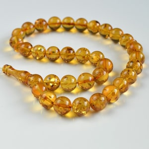 Baltic Amber Tespih Red Cognac Amber Misbaha 33 Beads 34.5 g Handmade