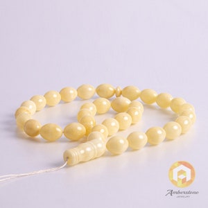 White Baltic Amber 33 Beads 71 g White Amber Islamic Misbaha