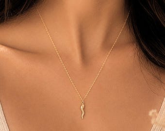 Italian Horn Necklace, Gold Filled or Sterling Silver Talisman, Protection Charm Jewelry