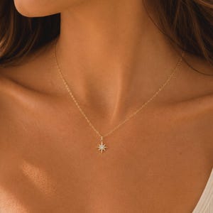 Gold Star Necklace, Dainty Celestial Pendant, Minimalist Layering Jewelry Gift for Her image 1