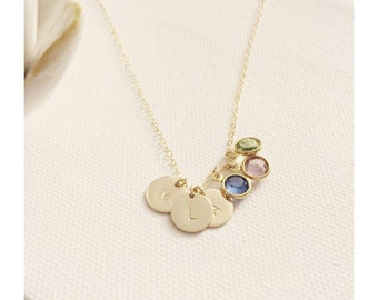 Birthstone Charm Necklace / Dainty Charm with Birthstone Necklace / 14k Gold Filled