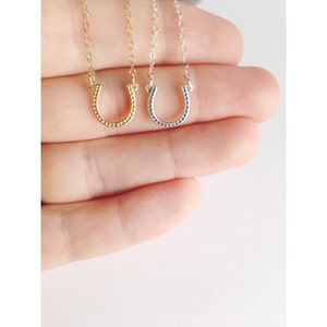 Horse shoe necklace / tiny horse shoe charm / 14k gold filled / sterling silver image 3