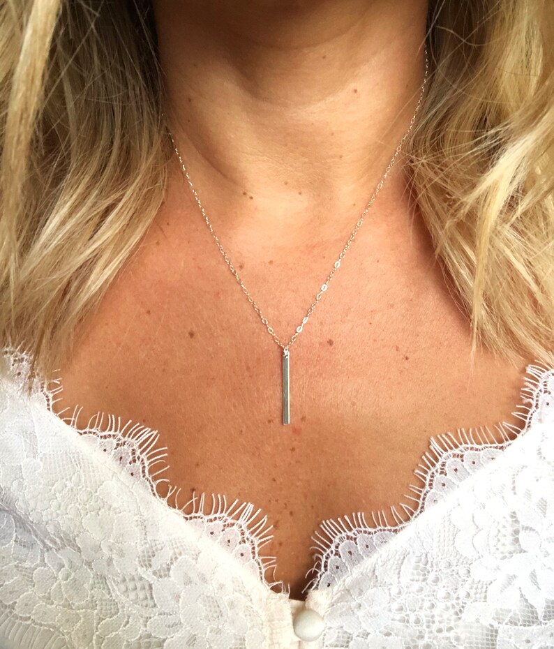 Dainty Vertical Bar Necklace / 14k Gold Filled /sterling Etsy