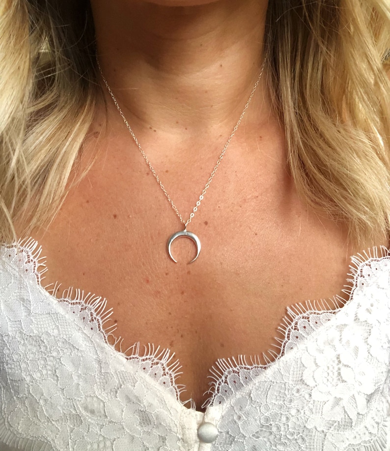 Crescent Moon Necklace / Tusk Necklace / Half Moon Necklace Sterling Silver