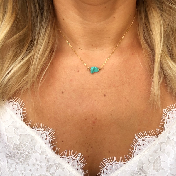 Small Turquoise Stone /Turquoise Nugget /Raw Turquoise stone / 14k Gold Filled /Sterling Silver