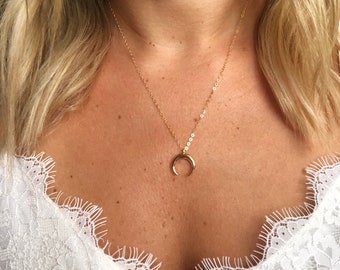 Crescent Moon Necklace / Gold Filled Crescent Moon Necklace / Sterling Silver Moon Necklace