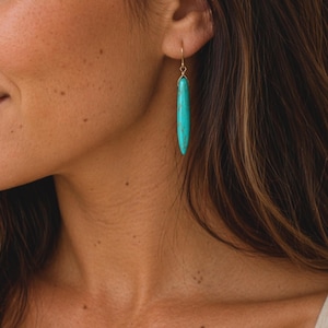 Turquoise Spike Earrings, 14K Gold Filled Dangle, Sterling Silver, Minimal Boho Jewelry