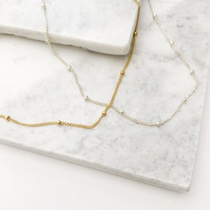 Delicate Dew Drop Necklace / Satellite Chain Necklace / Gold Filled