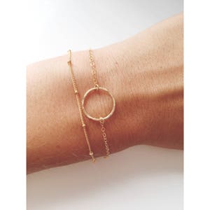 Eternty Ring Bracelet/ Two in One/ Satellite Chain/ 14k Gold filled/Sterling Silver
