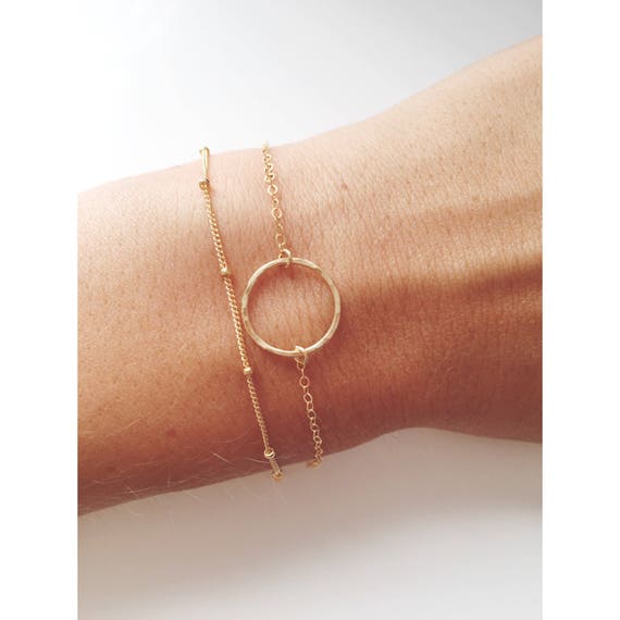 Eternty Ring Bracelet Two In One Satellite Chain 14k Gold Etsy