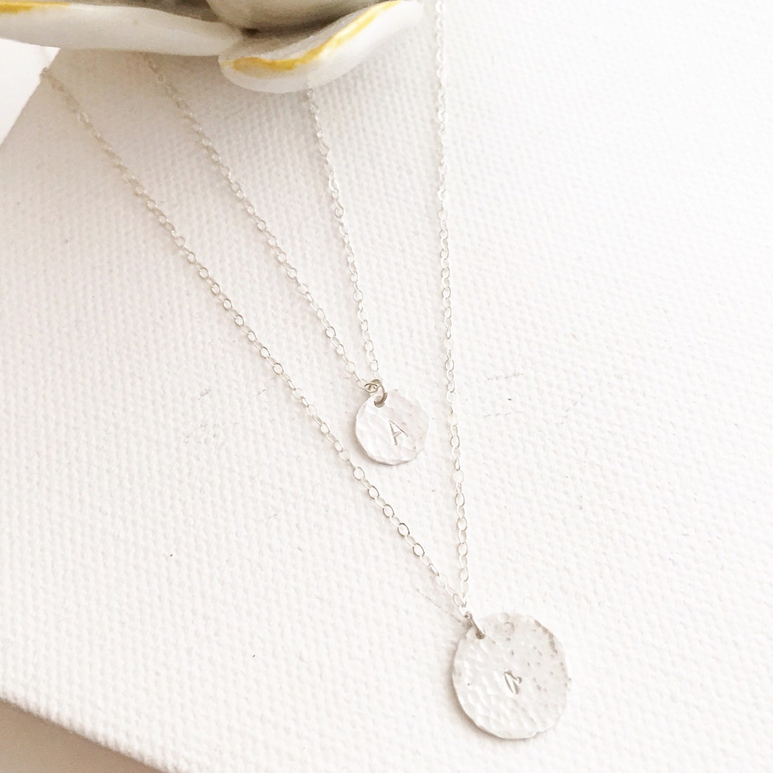 Personalized Charm Necklaces / Set of 2/ Hand Stamped / Etsy