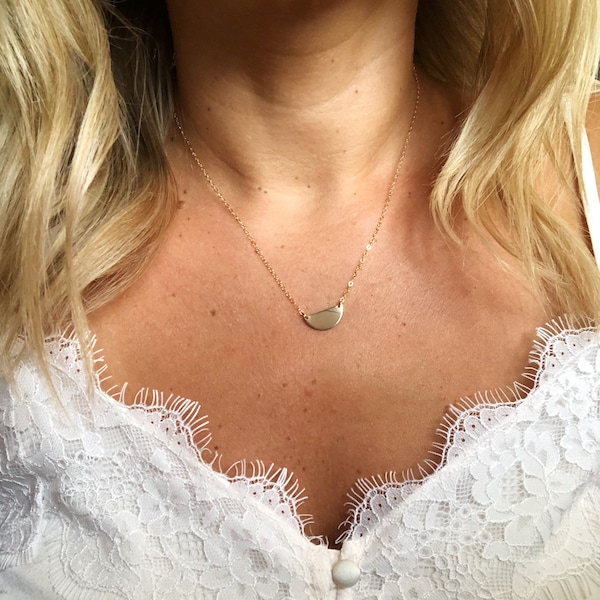 Half Moon Necklace / Half Circle Necklace / 14k Gold Filled / Sterling Silver