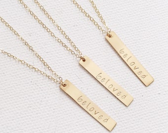 Vertical Bar Necklace/ Personalized bar necklace / Personalized Vertical bar 14k Gold filles /Sterling Silver
