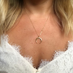 Crescent Moon Necklace / Tusk Necklace / Half Moon Necklace 14k Gold Filled