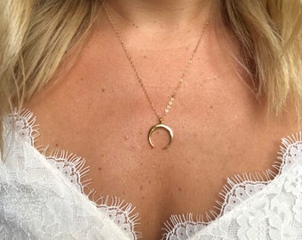 Crescent Moon Necklace / Tusk Necklace / Half Moon Necklace