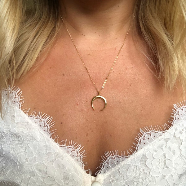 Crescent Moon Necklace / Tusk Necklace / Half Moon Necklace