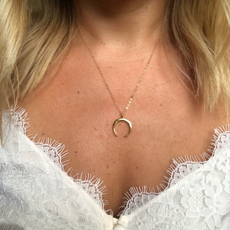 Crescent Moon Necklace / Tusk Necklace / Half Moon Necklace 14k Gold Filled