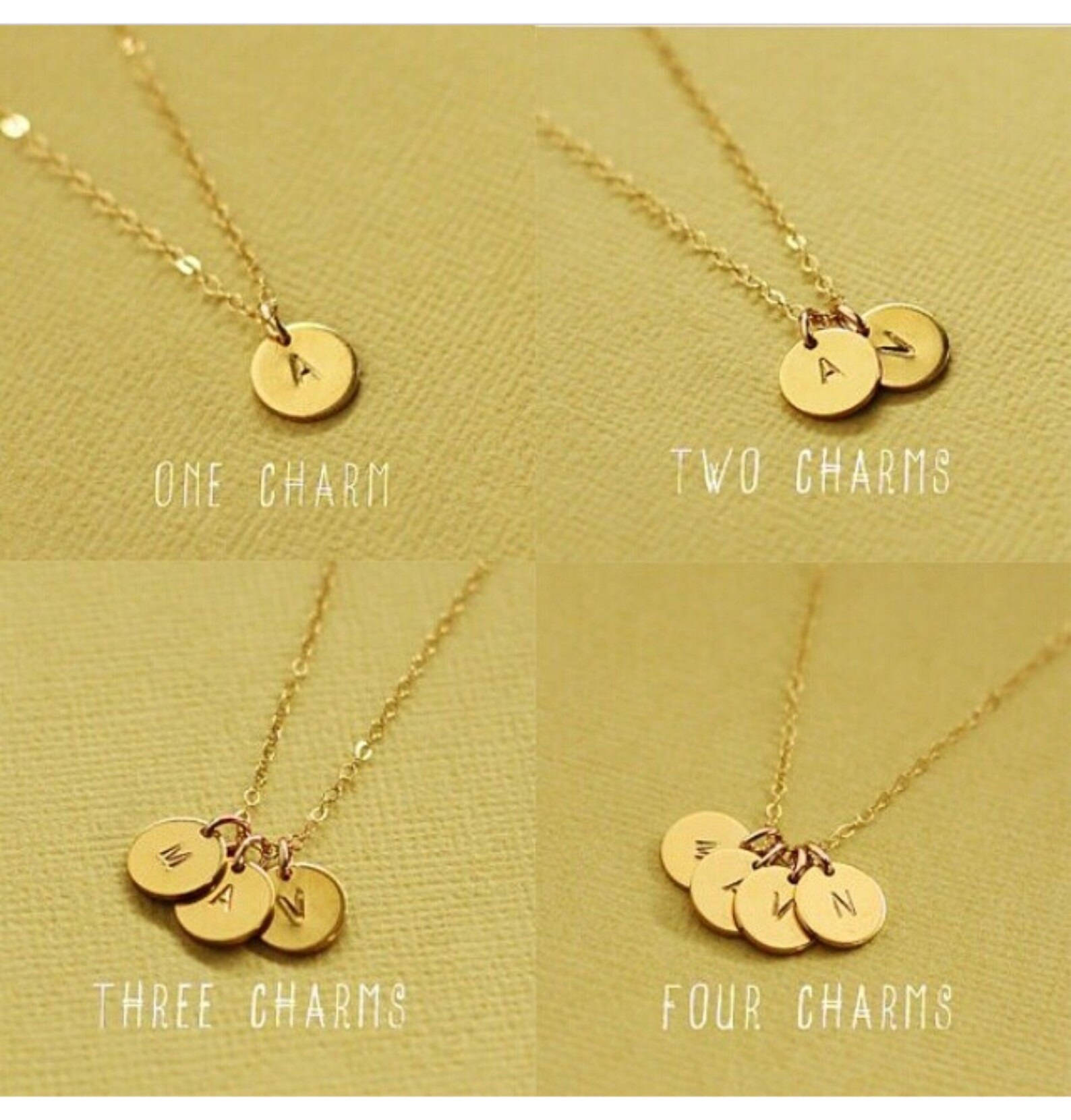 Hand Stamped /charm/ Initial Necklace in 14k Gold Filled Etsy