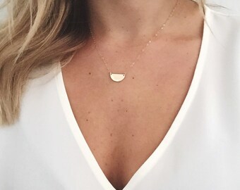 Half Moon Necklace / Half Circle Necklace / 14k Gold Filled / Sterling Silver