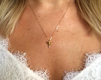 Tiny Shark Tooth Necklace / delicate shark tooth on 14k gold filled chain