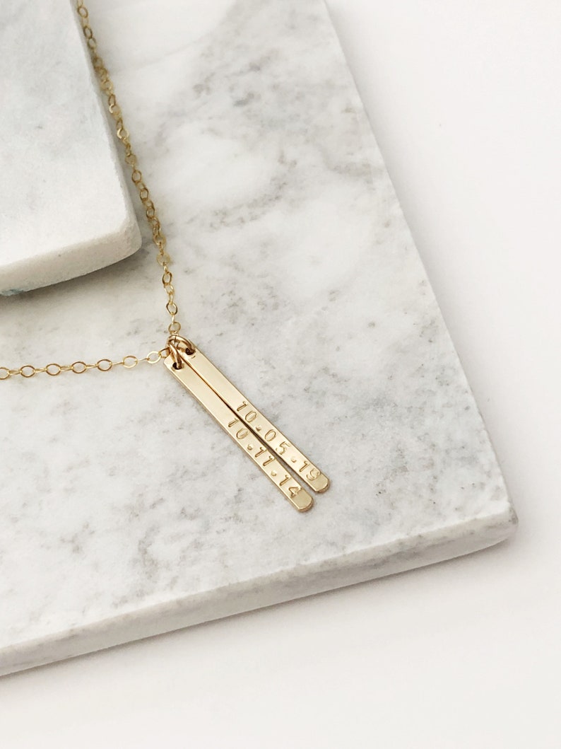 Dainty Vertical Bar Necklace / 14k Gold Filled /sterling Etsy