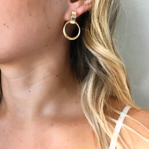 18k Gold Fill Modern Earrings / Chic Earrings / Drop Dangle Hoop Earrings / 18k Gold Filled image 5