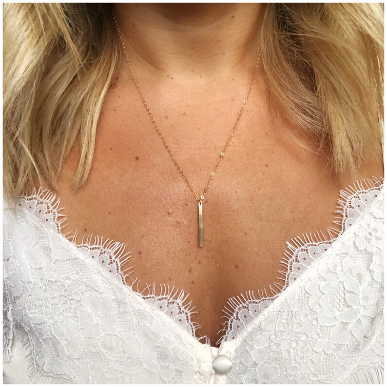 Dainty Vertical Bar Necklace / 14k Gold Filled /sterling Etsy