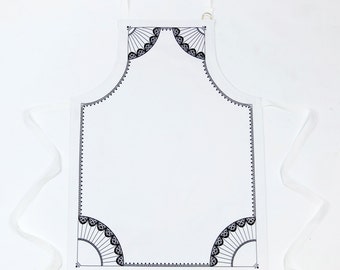 Apron: elegant black and white Paper Kite design on 100% cotton