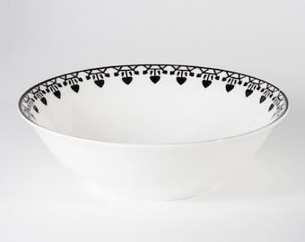 Bowl: elegant black and white Paper Kite design on fine bone china