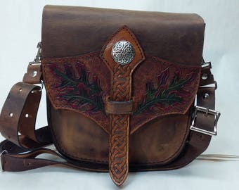 Fall oak leaf celtic shoulder bag