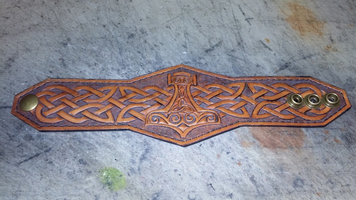 Thor's Hammer Leather Cuff Etsy