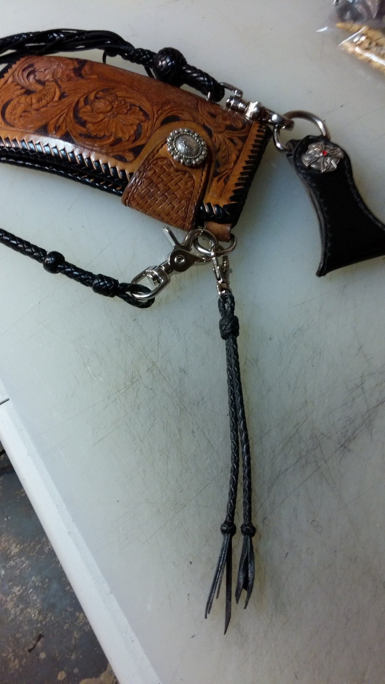 braided leather keywallet fob