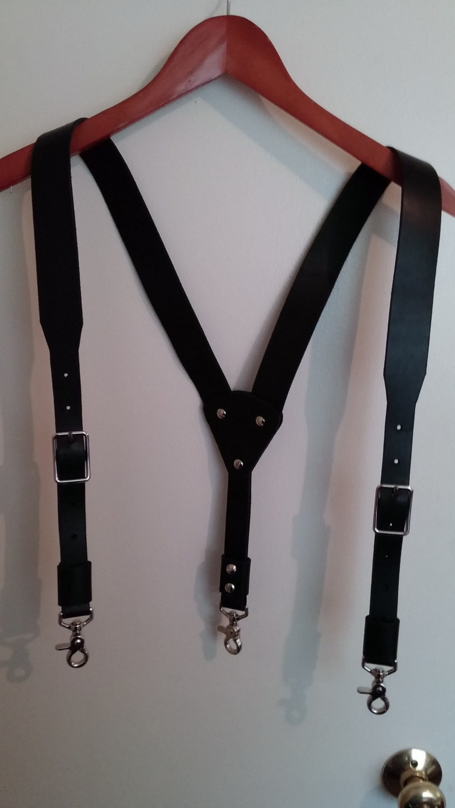 Harness Leather Suspenders Chrome Hard Wear Etsy