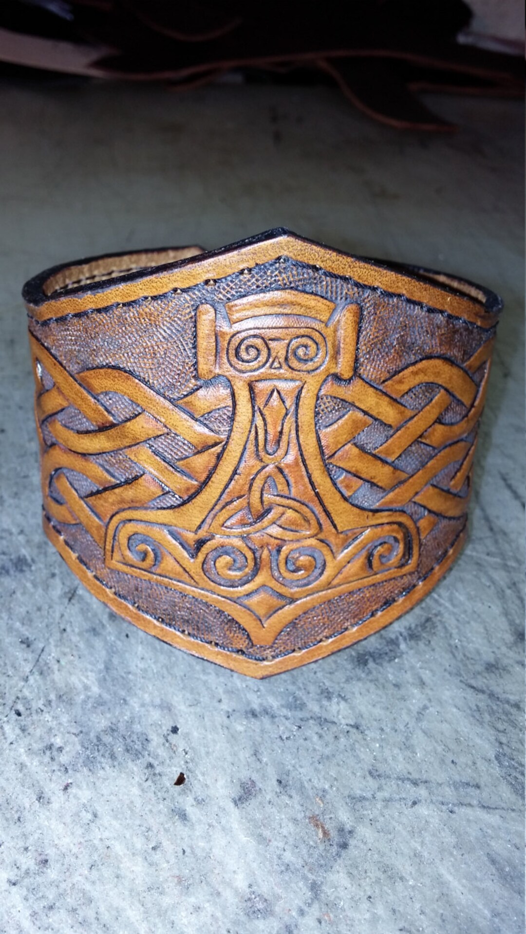 Thor's Hammer Leather Cuff Etsy