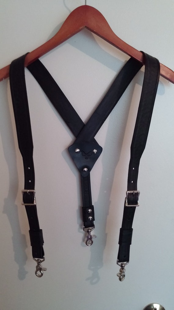 Leather suspenders hand tooled Etsy