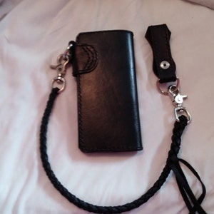 Leather Biker Wallet With Braided Chain - Etsy