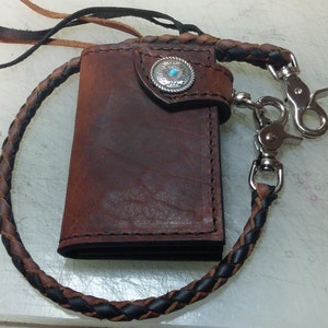 cartera larga corta de piel de búfalo