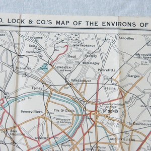 Mapa antiguo de París, Francia, 1935