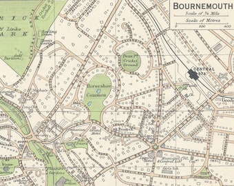 1957 Bournemouth United Kingdom Vintage map