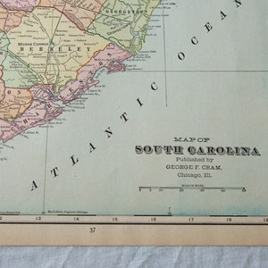 Mapa antiguo de Carolina del Sur de 1909