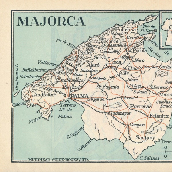 1930 Majorque Espagne carte ancienne