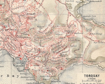 1937 Torquay United Kingdom Antique map